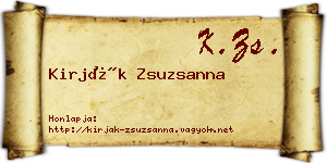 Kirják Zsuzsanna névjegykártya